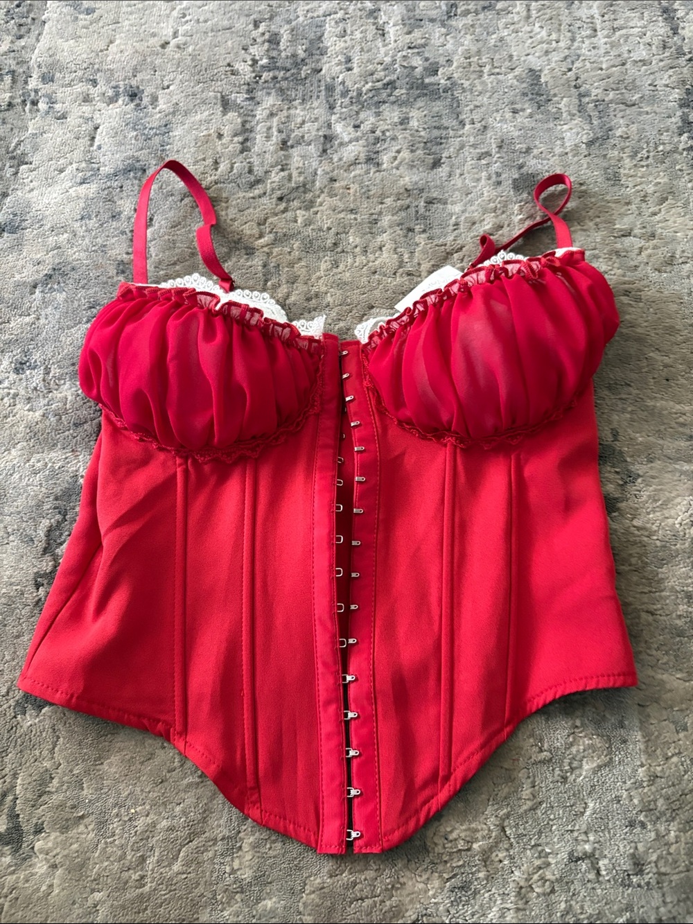 Red Bustier Corset Crop Top - Classic Structured Style
